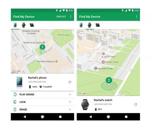 Giao diện của Find My Device